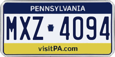 PA license plate MXZ4094