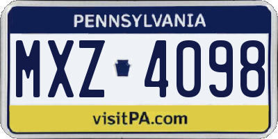 PA license plate MXZ4098