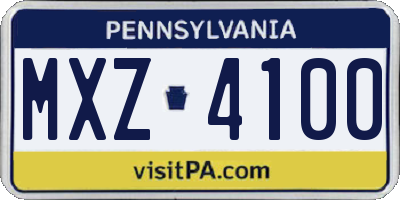 PA license plate MXZ4100