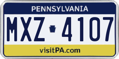 PA license plate MXZ4107