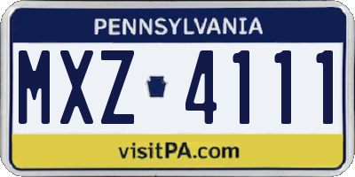 PA license plate MXZ4111