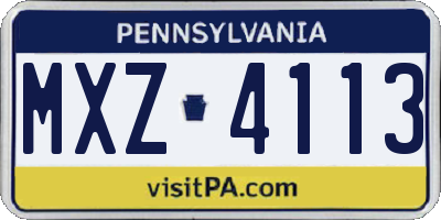 PA license plate MXZ4113
