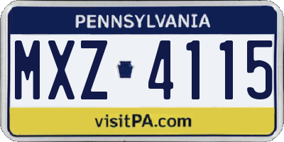 PA license plate MXZ4115