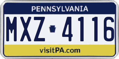 PA license plate MXZ4116