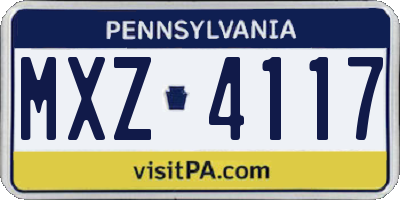PA license plate MXZ4117