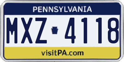 PA license plate MXZ4118