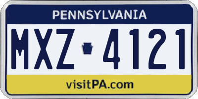 PA license plate MXZ4121