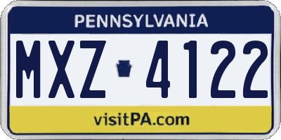PA license plate MXZ4122