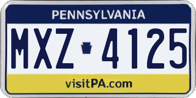 PA license plate MXZ4125