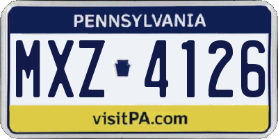 PA license plate MXZ4126