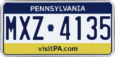 PA license plate MXZ4135