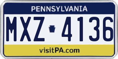 PA license plate MXZ4136