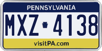 PA license plate MXZ4138