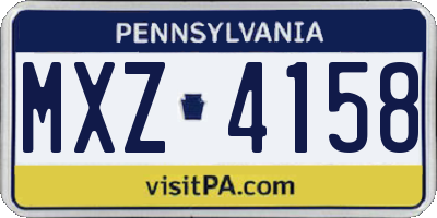 PA license plate MXZ4158