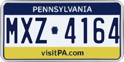 PA license plate MXZ4164