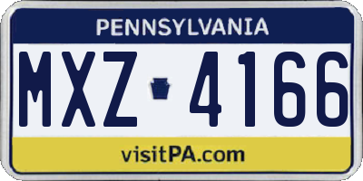 PA license plate MXZ4166