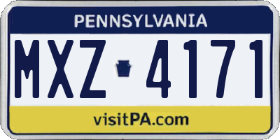 PA license plate MXZ4171