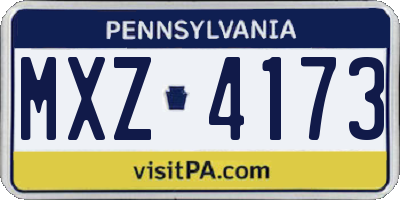 PA license plate MXZ4173
