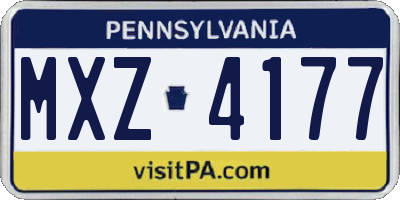 PA license plate MXZ4177