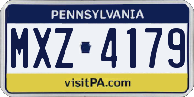 PA license plate MXZ4179