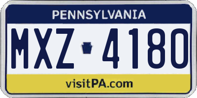 PA license plate MXZ4180