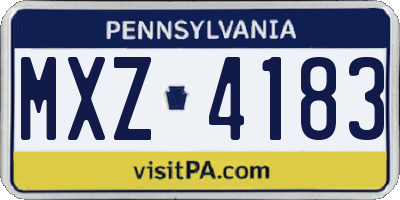PA license plate MXZ4183