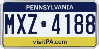 PA license plate MXZ4188