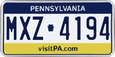PA license plate MXZ4194