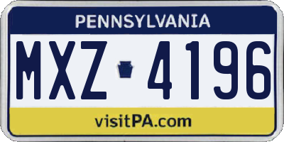 PA license plate MXZ4196
