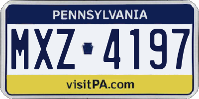 PA license plate MXZ4197