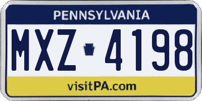 PA license plate MXZ4198