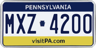 PA license plate MXZ4200