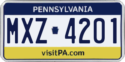 PA license plate MXZ4201