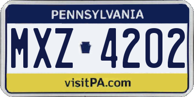 PA license plate MXZ4202