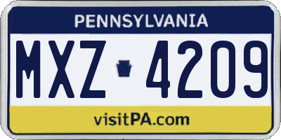PA license plate MXZ4209