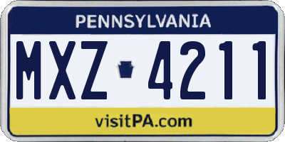 PA license plate MXZ4211