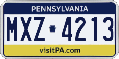 PA license plate MXZ4213