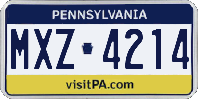 PA license plate MXZ4214