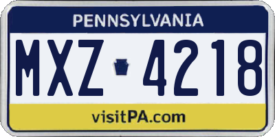 PA license plate MXZ4218