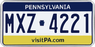 PA license plate MXZ4221
