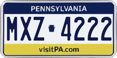 PA license plate MXZ4222