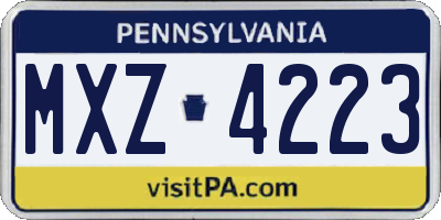 PA license plate MXZ4223