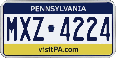 PA license plate MXZ4224