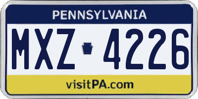 PA license plate MXZ4226