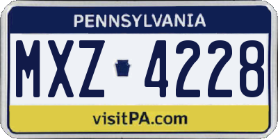 PA license plate MXZ4228