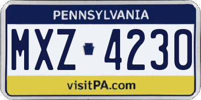 PA license plate MXZ4230