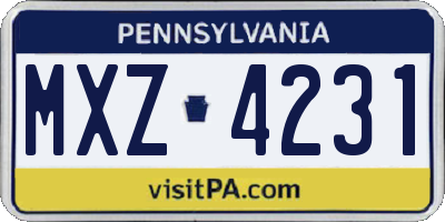 PA license plate MXZ4231