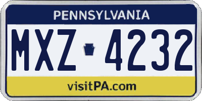 PA license plate MXZ4232