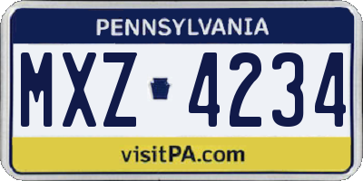 PA license plate MXZ4234