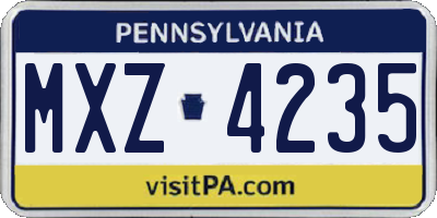 PA license plate MXZ4235